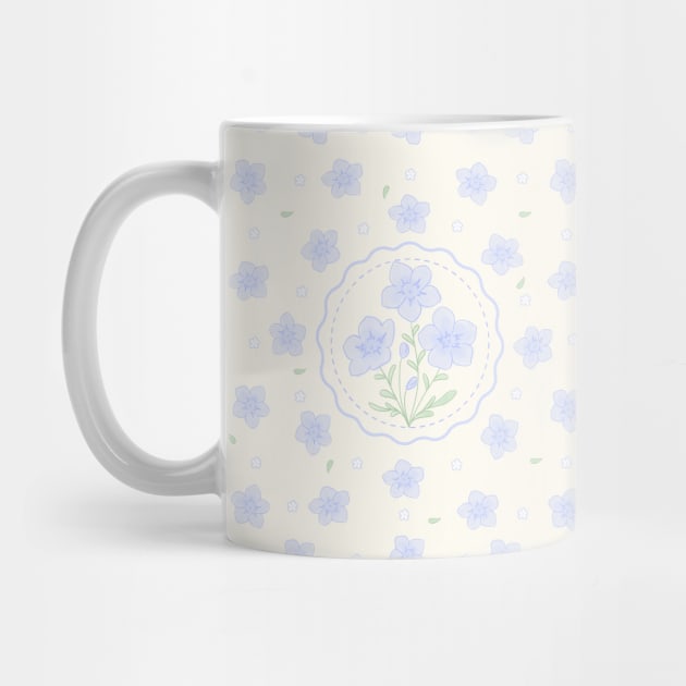 Blue Flower Pattern T-Shirt Hoodie Sticker Case Mug Apparel Wall Art Pillow Magnet Tote Bag Tapestrie by DazzlMe